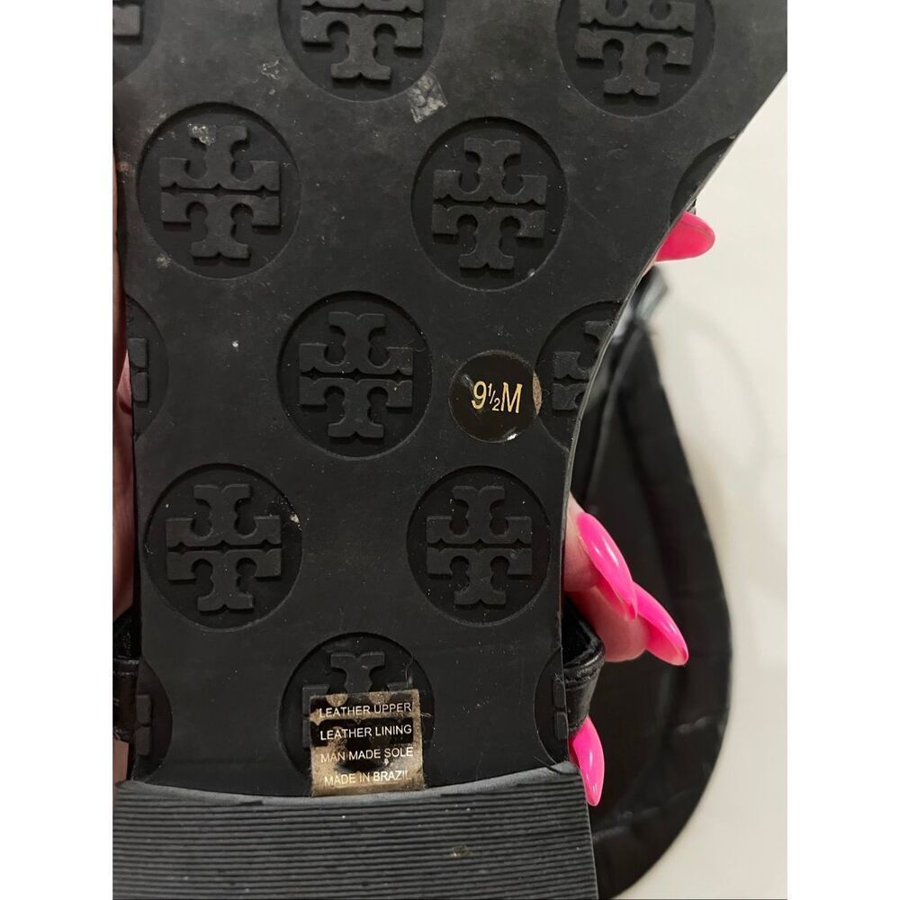 Tory Burch Croc Embossed Footbed Leather Thong strap sandals size 9.5 - Picture 4 of 7